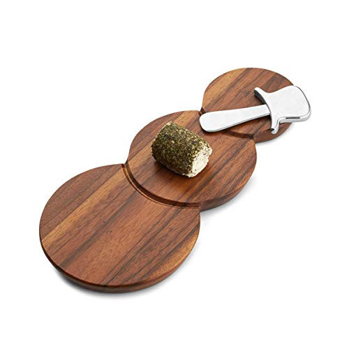 Nambe Snowman Cheese Board with Top Hat Spreader