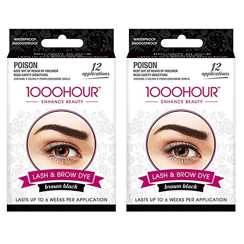 Combo 2-Pack - 1000 Hour Eyelash   Brow Dye-Tint Kit Permanent Mascara Brown Black   Brown Black