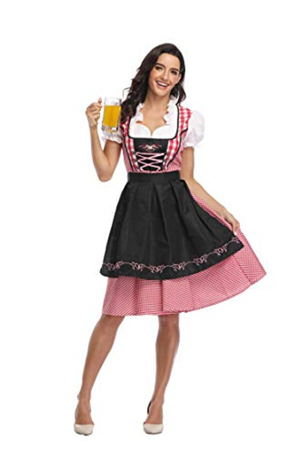 Women German Dirndl Dress Costumes for Bavarian Oktoberfest Halloween Carnival Costumes 2 Pieces Black  Medium Women German Dirndl Dress Costumes for Bavarian Oktoberfest Halloween Carnival Costumes 2 Pieces Black  Medium