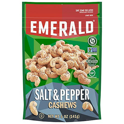 Emerald Sea Salt   Pepper Cashews  5 oz Pack  6-Carton
