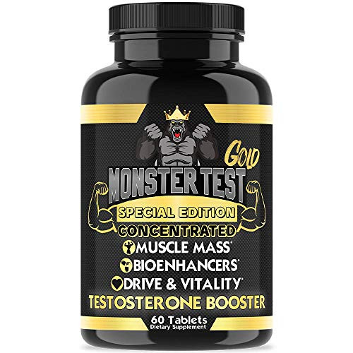 Angry Supplements Monster Test Gold  Testosterone Booster for Men  Concentrated Formula  Safe  Natural Energy Pills  Maximum Muscle Growth and Pump - Increase Stamina and Workout Recovery 1-Bottle