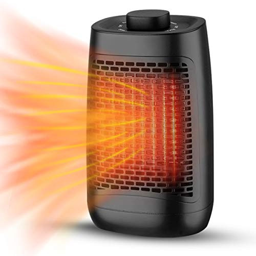 JIMO Electric Space Heater  Portable Small Personal Bedroom Office Desk Heater Fan with Oscillation  Indoor Room Ceramic Fast Heating with Adjustable Thermostat  Overheat and Tip-Over Protection
