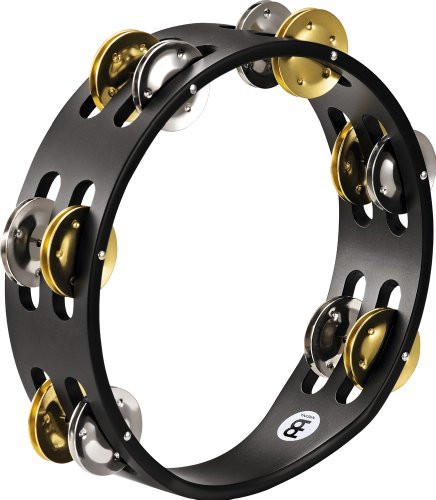 Meinl Percussion CTA2M-BK Compact Tambourine  Steel-Brass Jingles  2 Rows