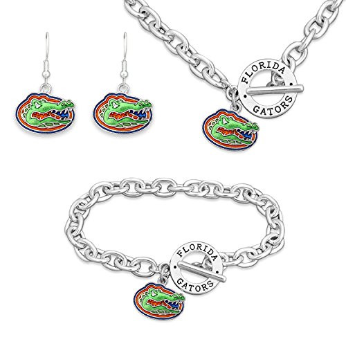 FTH Florida Gators Logo Toggle Jewelry Combo Bracelet  Necklace  Earrings