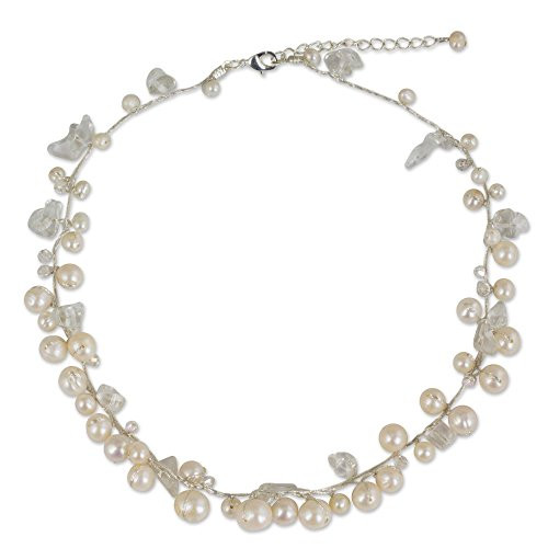 NOVICA Cultured Freshwater Pearl Strand Necklace White Color Oval Shaped River of Snow NOVICA Cultured Freshwater Pearl Strand Necklace White Color Oval Shaped River of Snow