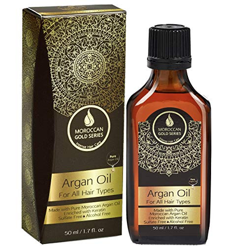 Moroccan Gold Series Argan Oil Made with Pure Argan Oil of Morocco Enriched with Keratin Revitalizing Hair Oil for Curly Frizzy Hair Dry Damaged Hair and Growth 1-7oz Moroccan Gold Series Argan Oil Made with Pure Argan Oil of Morocco Enriched with Keratin Revitalizing Hair Oil for Curly Frizzy Hair Dry Damaged Hair and Growth 1-7oz