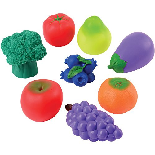 Constructive Playthings Soft Textured Fruit and Vegetable Toys for Toddlers  Multicolor Set of 8