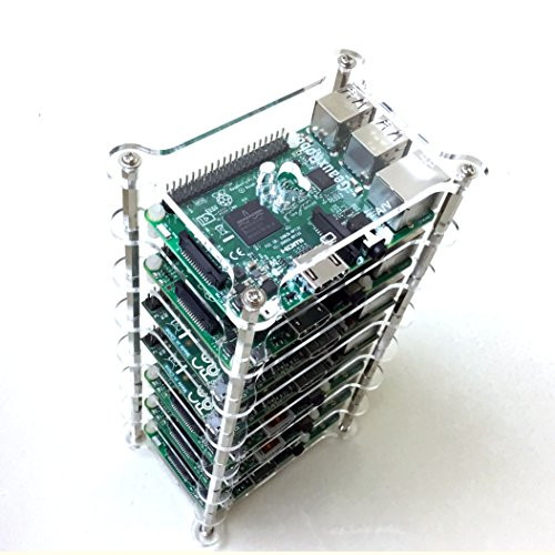 GeauxRobot Raspberry Pi 4 Model B 7-Layer Dog Bone Stack Clear Case Box Enclosure Also for Pi 3B 3B 2B B A B A 