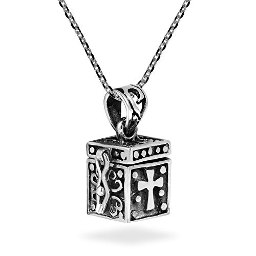 AeraVida Christian Prayer Box Locket -925 Sterling Silver Pendant Necklace