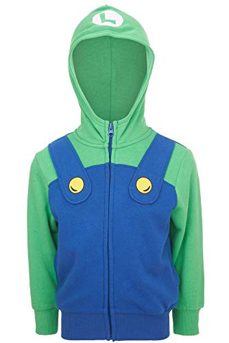 Nintendo Super Mario Bros Costume Zip Up Hoodie for Boys Clothes Classic Sweatshirt  Luigi Green 4