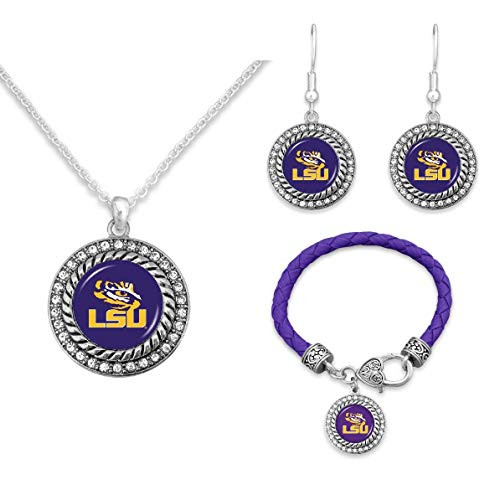 FTH LSU Tigers Crystal Jewelry Combo Bracelet  Necklace  Earrings