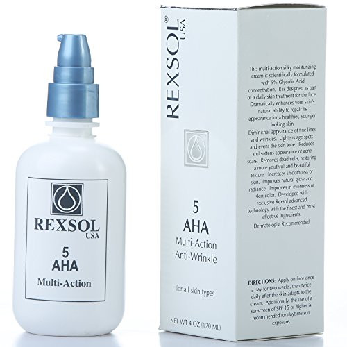 REXSOL 5 AHA Multi-action Anti-Wrinkle Cream   With Vitamin E  Algae Extract  Ginseng Extract  Calendula Extract Caviar Extract   Diminishes appearance of fine lines   wrinkles 120 ml - 4 fl oz