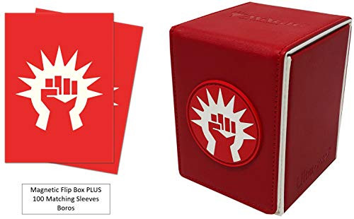 Guilds of Ravnica Boros Deck Protector   Magnetic Alcove Deck Box Combo 100 Count for MTG