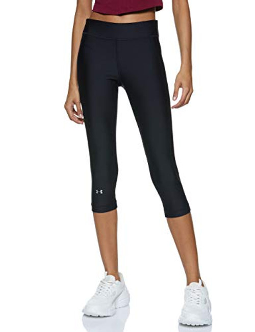 Under Armour Women s HeatGear Armour Capri   Black 001-Metallic Silver   XX-Large