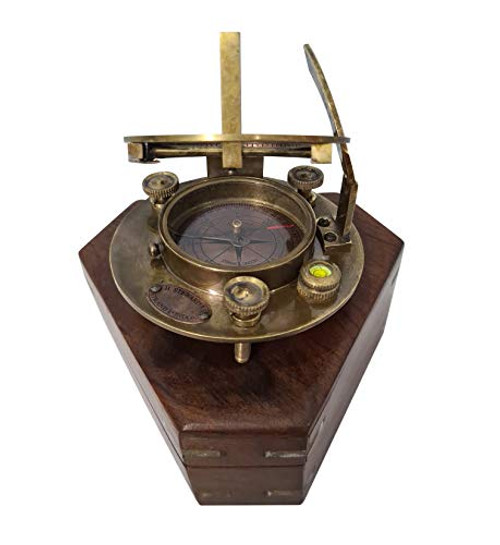 collectiblesBuy Vintage J-H Steward Ltd- Strand London Brass Sundial Compass Wooden Box Directional Magnetic Sailors Navigation collectiblesBuy Vintage J-H Steward Ltd- Strand London Brass Sundial Compass Wooden Box Directional Magnetic Sailors Navigation