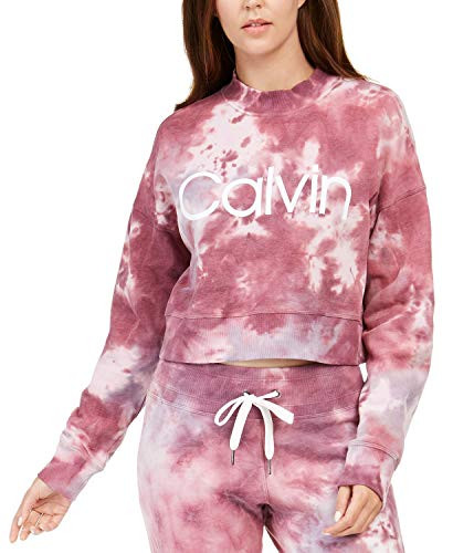 Calvin Klein Performance Women s Sunburst Tie-Dyed Cropped Sweatshirt Garnet Combo Large