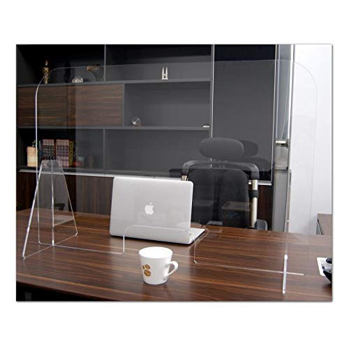 SuperBinson Protective Sneeze Guard- 24 x28  Clear Acrylic Plexiglass Shield For Counters or Desks  Transaction Window for Employers Customers  Barrier Against Coughing   Sneezing 24x28 inches