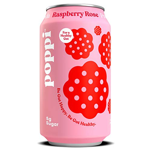 poppi A Healthy Sparkling Prebiotic Soda  w- Real Fruit Juice  Gut Health   Immunity Benefits  12pk 12oz Cans  Raspberry Rose