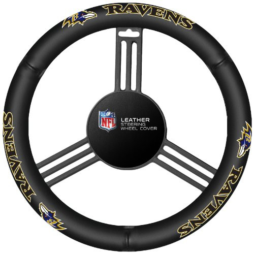 Fremont Die NFL Baltimore Ravens Leather Steering Wheel Cover Fits Most Steering Wheels Black-Team Colors Fremont Die NFL Baltimore Ravens Leather Steering Wheel Cover Fits Most Steering Wheels Black-Team Colors