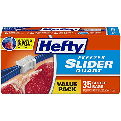 Hefty Slider Freezer Storage Bags  Quart Size  35 Count Pack of 9  315 Total