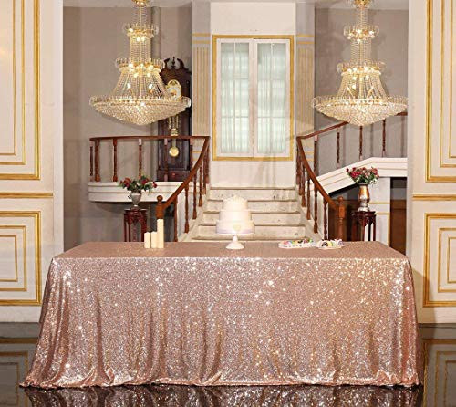 PartyDelight Sequin Tablecloth  Rectangular  72 x108   Rose Gold