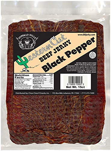 Buffalo Bills 18oz Black Pepper Western Cut Big Slab Beef Jerky 15 beef jerky slabs per bag