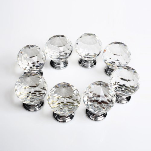 Revesun 10PCS-LOT Diameter 50mm Clear Crystal Glass Door Knobs Cabinet Pulls Cupboard Handles Drawer Knobs Wardrobe Home Hardware