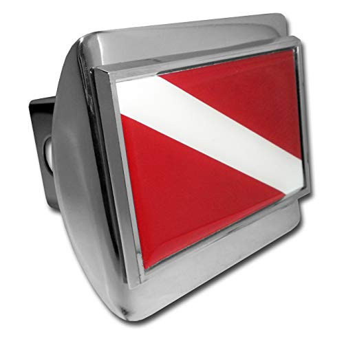 Elektroplate Scuba Dive Flag Chrome Metal Hitch Cover Elektroplate Scuba Dive Flag Chrome Metal Hitch Cover