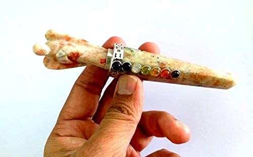 Jet Energized Sunstone Angel Chakra Wand Stick Approx- 5-6 inch Charged Cleansed Programmed Pure Genuine Stick Free Booklet Jet International Crystal Therapy Balancing Image is JUST A Reference