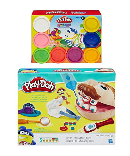 Play Doh Doctor Drill n Fill Play Set + Play Doh Rainbow Starter Set Bundle