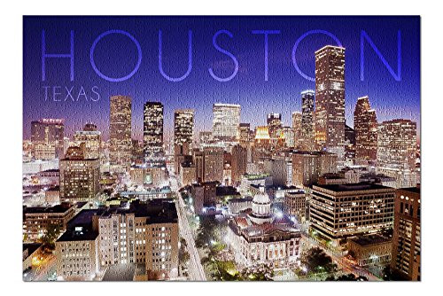 Houston  Texas - Skyline at Night 55942 19x27 Premium 1000 Piece Jigsaw Puzzle for Adults