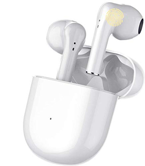 True Wireless Touch Earbuds Bluetooth Headphones Touch Control with ?30 Hrs Charging Case? IPX7 Waterproof TWS Stereo Earphones in-Ear Built-in Mic Headset Premium Deep Bass for Sport - White True Wireless Touch Earbuds Bluetooth Headphones Touch Control with ?30 Hrs Charging Case? IPX7 Waterproof TWS Stereo Earphones in-Ear Built-in Mic Headset Premium Deep Bass for Sport - White