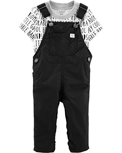 Carter s 2-Piece Word Tee   Overalls Set for Baby Boy Size Newborn Black