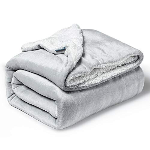 BEDSURE Sherpa Fleece Blanket Twin Size Light Grey Plush Throw Blanket Fuzzy Soft Blanket Microfiber
