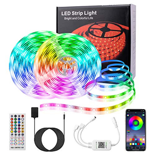 LED Strip Lights 65-6ft RGB Color Changing LED Tape for Bedroom Music Sync Lights Strip with APP Bluetooth Control Remote Control Box 5050 LED Strips Lights for TV Bedroom Party Home Decoration LED Strip Lights 65-6ft RGB Color Changing LED Tape for Bedroom Music Sync Lights Strip with APP Bluetooth Control Remote Control Box 5050 LED Strips Lights for TV Bedroom Party Home Decoration