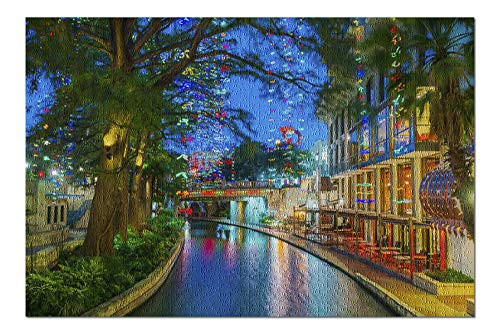 San Antonio  Texas - River Walk at Night 9007860 Premium 1000 Piece Jigsaw Puzzle for Adults  19x27