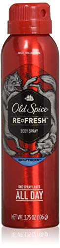 Old Spice Wild Collection Re-Fresh Deodorant Body Spray  Wolfthorn 3-75 oz Pack of 4