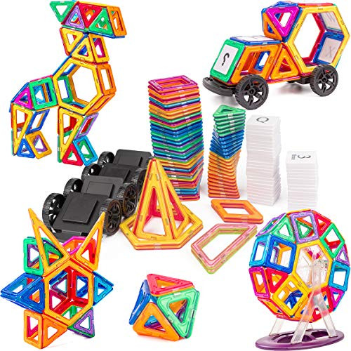 cossy Magnet Tiles Building Block, 115 PCs Magnetic Stick and Stack Set for Girls and Boys, Perfect STEM Educational Toys for Kids Children cossy Magnet Tiles Building Block, 115 PCs Magnetic Stick and Stack Set for Girls and Boys, Perfect STEM Educational Toys for Kids Children
