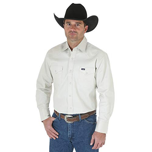 Wrangler Men s Authentic Cowboy Cut Work Western Long-Sleeve Firm Finish Shirt Stone X-Large