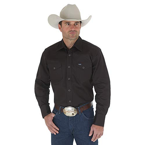 Wrangler Men s Authentic Cowboy Cut Work Western Long-Sleeve Firm Finish Shirt Black X-Large