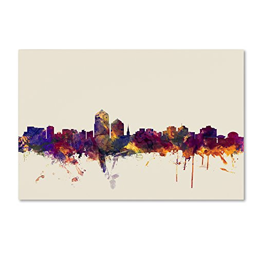 Trademark Fine Art Albuquerque New Mexico Skyline by Michael Tompsett, 12x19-Inch Canvas Wall Art