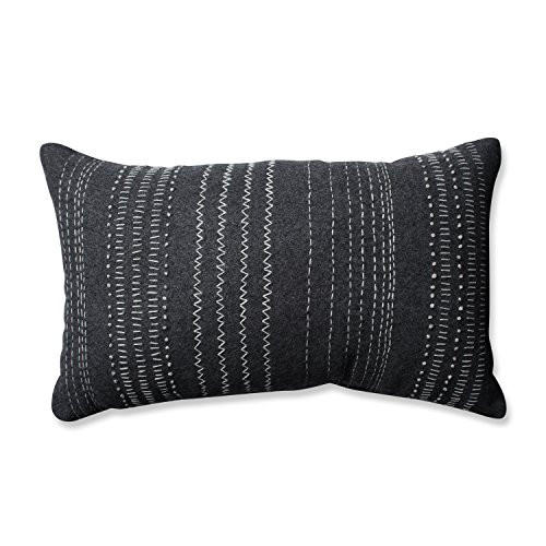 Pillow Perfect Tribal Stitches Felt Rectangular Throw Pillow, Dark Melange/Grey
