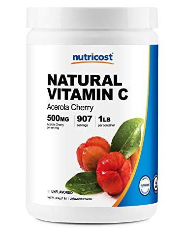 Nutricost Natural Vitamin C - Acerola Cherry Powder 1LB - Gluten Free   Non-GMO