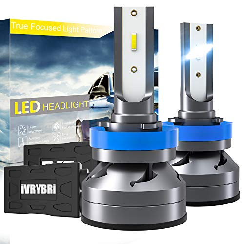 iVRYBRi H8 H9 H11- Car LED Headlights - CSP Chip Super Bright LED Headlights Conversion Kit 12000LM 60W Bulbs 6500K 12V 24V Auto Foglights Lamp Waterproof Pack of 2 H11-H9-H8