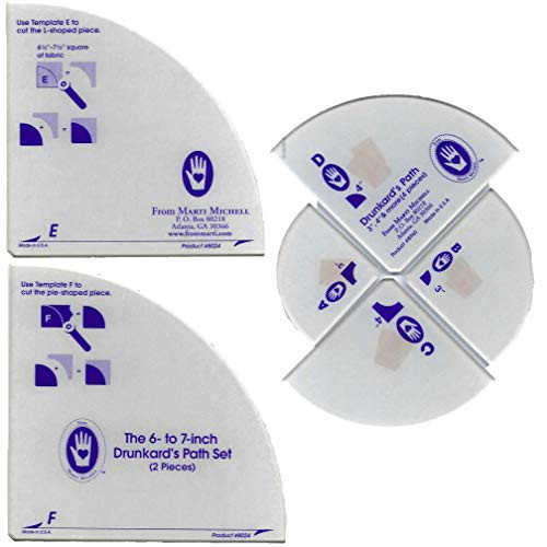 Marti Michell Drunkards Path Quilting Templates - 2 Items  8960 Original 3-Inch to 4-Inch and 8024 Large 6-Inch to 7-Inch Template Sets