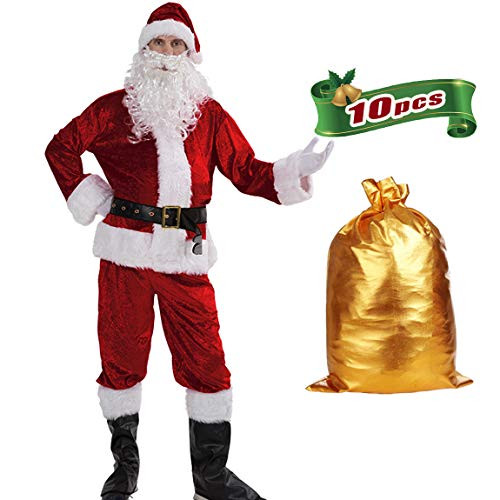 Men s Santa Suit Adult Velvet Christmas Santa Claus Costume