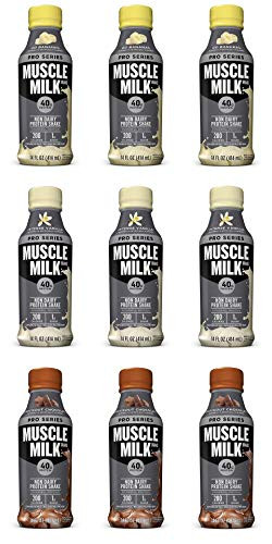 Muscle Milk Pro Series Non Dairy Protein Shake  3 Flavor Variety Pack  40g Protein  14 FL OZ Pack of 9
