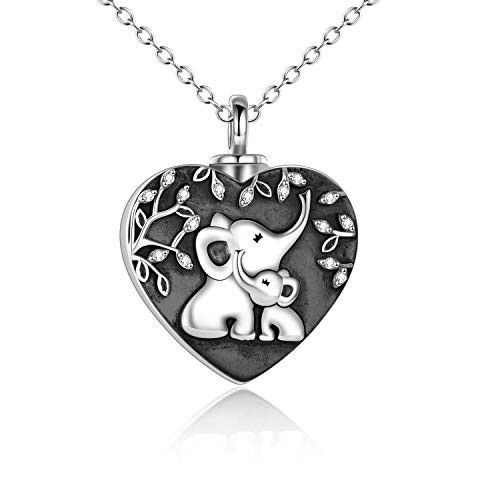WINNICACA Urn Necklaces for Ashes Cremation Jewelry for Ashes Sterling Silver Elephant Urns for Human Ashes Necklace Pendant with Funnel Filler Kit