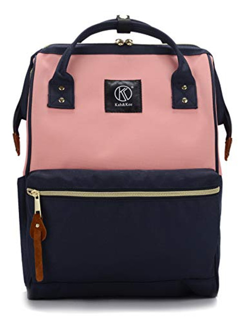 Kah Kee Polyester Travel Backpack Functional Anti-theft School Laptop for Women Men Pink Navy  Large