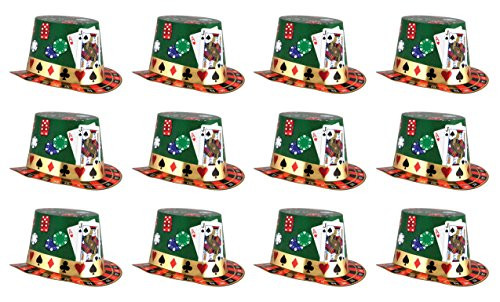 Beistle S66614-25AZ12 Casino Night Hi-Hats 12 Piece, OSFM Multicolored